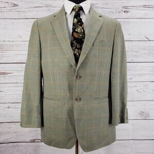 La Crosse Men's Houndstooth Window Pane Silk Wool Sports Blazer Size 40S